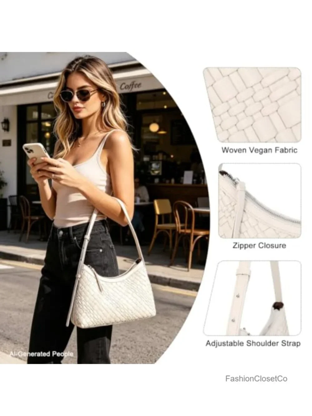 Hand-Woven Vegan Leather Hobo Purse Underarm Bag